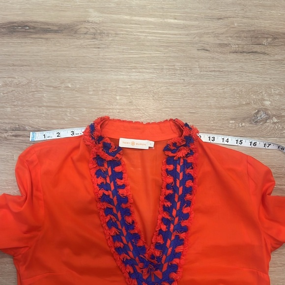 Tory Tunic From Tory Burch SAMBA Orange with Blue Accents Size 2 - Picture 7 of 8